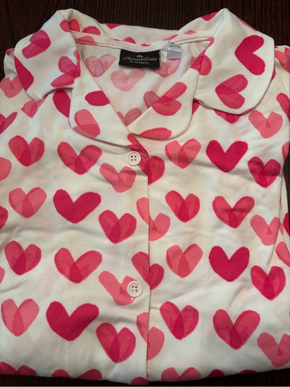 Bumblebella NWT Dreamy Jersey Notch-Collar Pajama Set Hearts NEW 💗